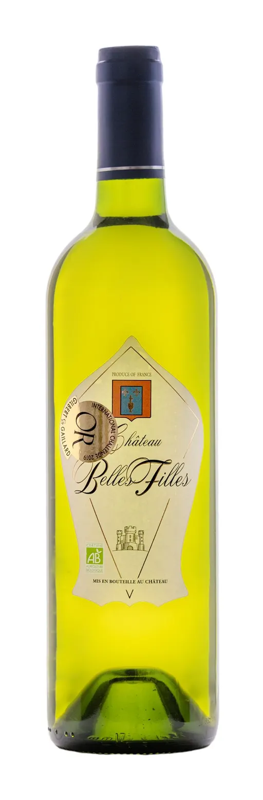 EARL DE CONTI (THENAC) CHATEAU BELLES FILLES BLANC SEC, MEDAILLE D'OR GILBERT ET GAILLARD, White, 2018, Bergerac. Bottle image