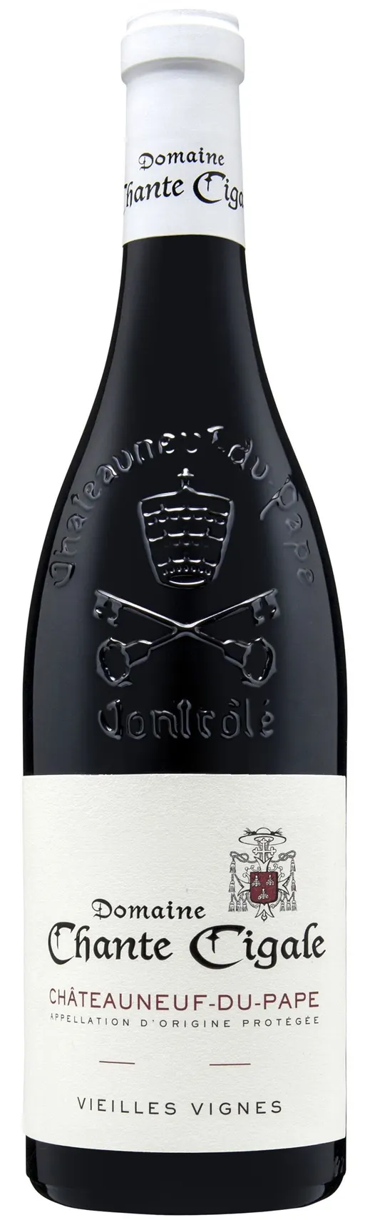 DOMAINE CHANTE CIGALE, Vieilles vignes, Rouge, 2015, Châteauneuf-du-Pape. Image de la bouteille