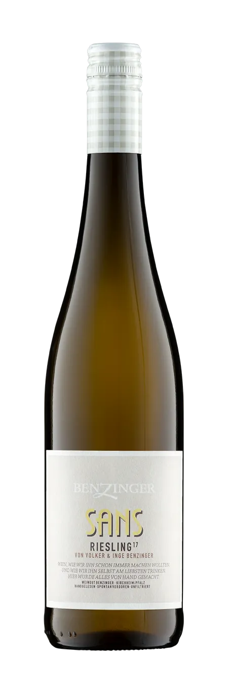 Bio Weingut Benzinger Benzinger Natural, Sans Riesling, Blanco, 2021, Landwein Rhein. Imagen de botella