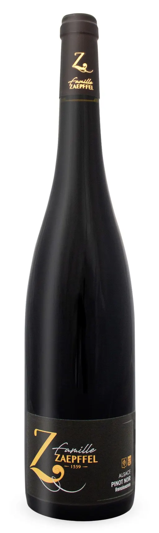 FAMILLE ZAEPFFEL, pinot noir renaissance, Rosso, 2018, Alsace ou Vin d'Alsace. Immagine della bottiglia