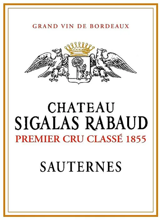 SIGALAS RABAUD SA (BOMMES) Château Sigalas-Rabaud, Premier Grand Cru Classé, White, 2022, Sauternes. Front label