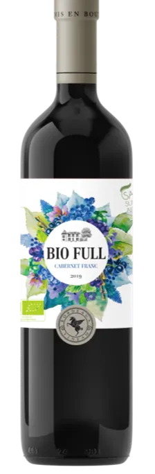 BORDEAUX VINEAM VIGNOBLES Bio Full, BIO FULL CABERNET FRANC, Rouge, 2019, Côtes de Bordeaux Castillon. Image de la bouteille