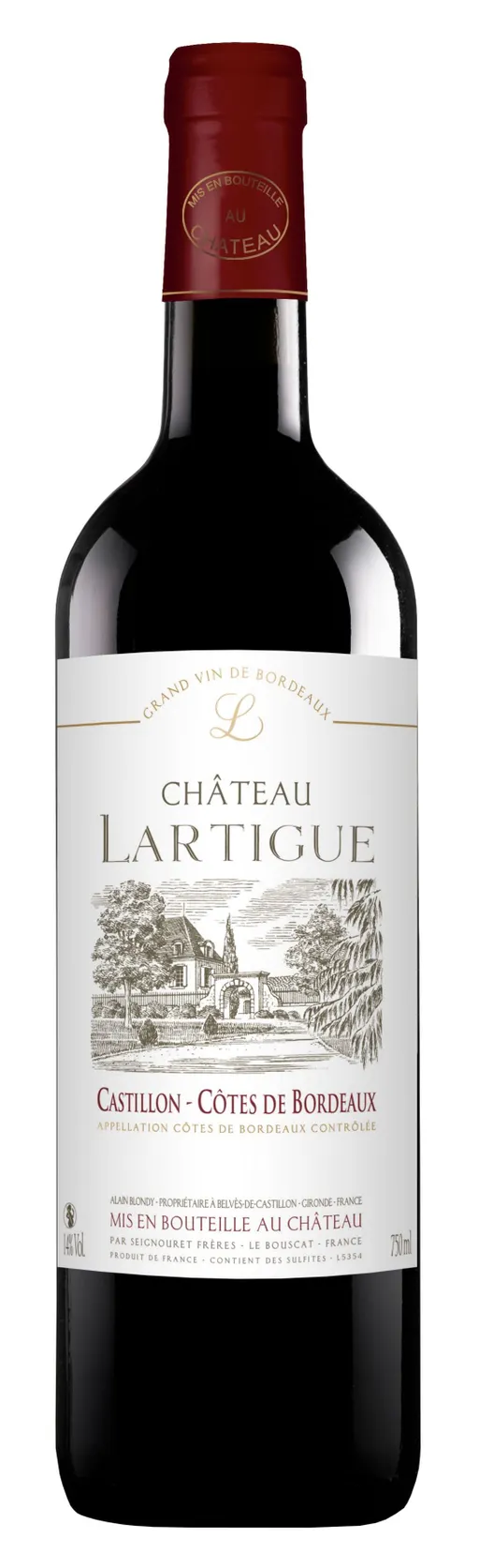 STE CIV CHATEAU LARTIGUE CHATEAU LARTIGUE, Rot, 2019, Côtes de Bordeaux Castillon. Flaschenabbildung