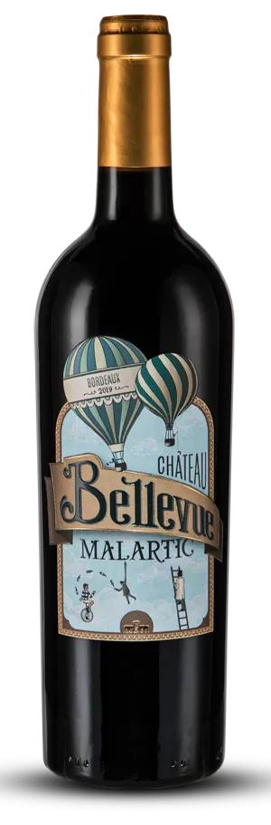 Scea château Haut-Meyreau Château Bellevue Malartic, Tinto, 2019, Bordeaux. Imagen de botella