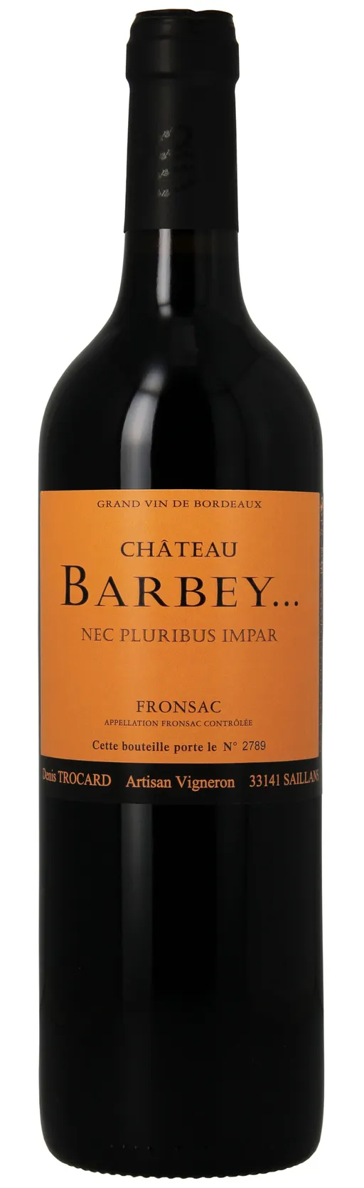 Château Labory CHATEAU BARBEY, Rot, 2018, Fronsac. Flaschenabbildung