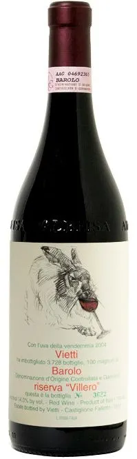 Vietti, "Villero", Riserva, Rot, 2004, Barolo. Flaschenabbildung