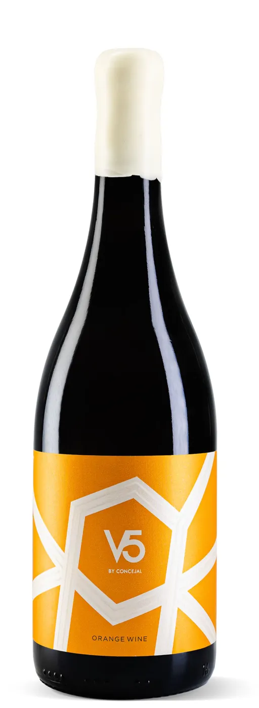 VINICOLA DE VALDEPEÑAS V5 BY CONCEJAL, Orange Wine Macabeo, Blanco, 2022, Castilla. Imagen de botella