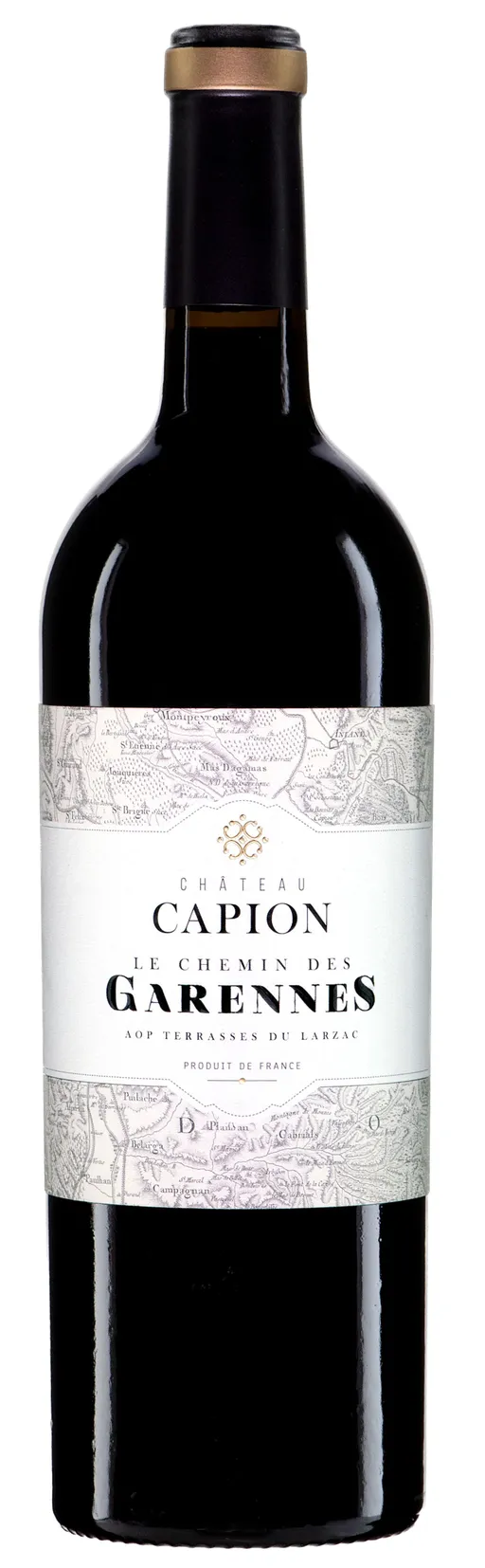Château Capion Le Chemin des Garennes, Rosso, 2021, Terrasses du Larzac. Immagine della bottiglia