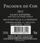 DOMAINES REYBIER LES PAGODES DE COS, Red, 2015, Saint-Estèphe. Back label