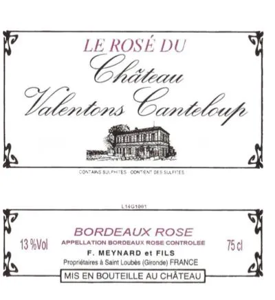 MEYNARD (SAINT-LOUBES) Château Valentons Canteloup, Rosé, 2021, Bordeaux. Bottle image