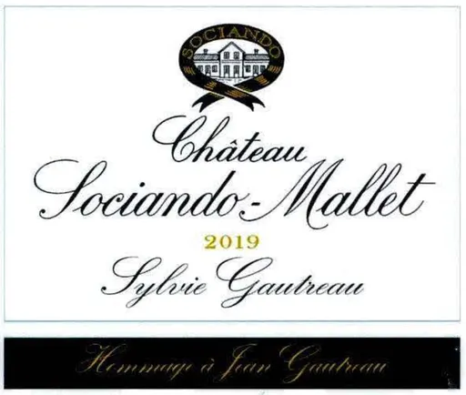 SCEA JEAN GAUTREAU CHATEAU SOCIANDO-MALLET, Red, 2019, Haut-Médoc. Front label