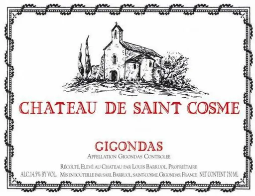 BARRUOL Château de Saint Cosme, Red, 2020, Gigondas. Front label