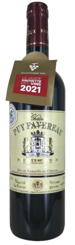 Vignobles Le Pottier CHATEAU PUY FAVEREAU, Rosso, 2019, Bordeaux supérieur. Immagine della bottiglia