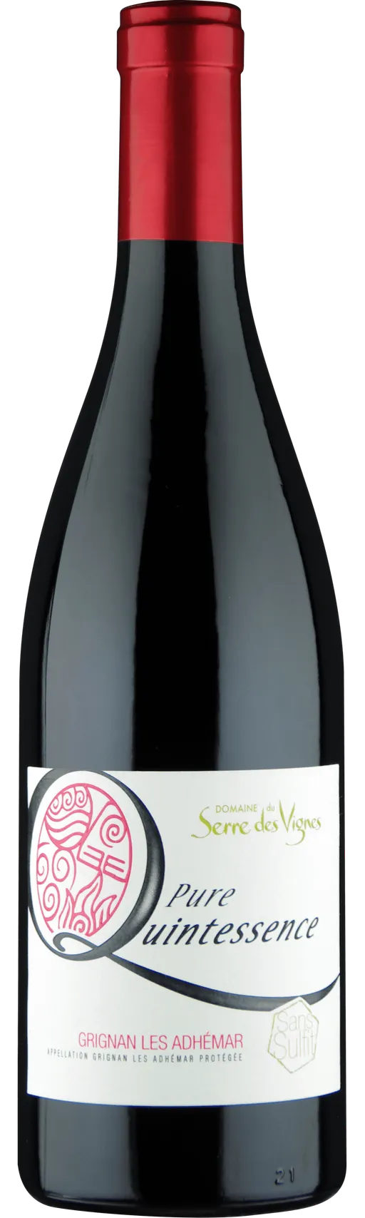 SERRE DES VIGNES Pure Quintessence, sans sulfite ajouté, Tinto, 2021, Grignan-les-Adhémar. Imagen de botella