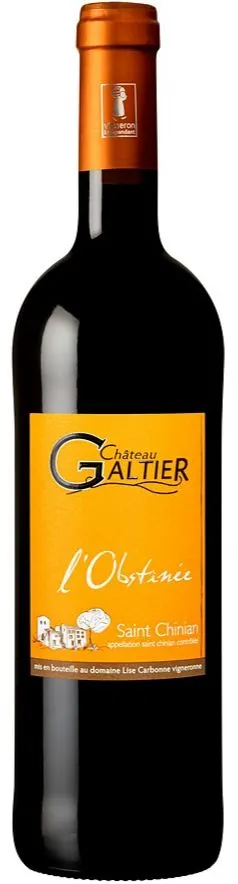 Domaine Galtier L'Obstinée, Rosso, 2018, Saint-Chinian. Immagine della bottiglia