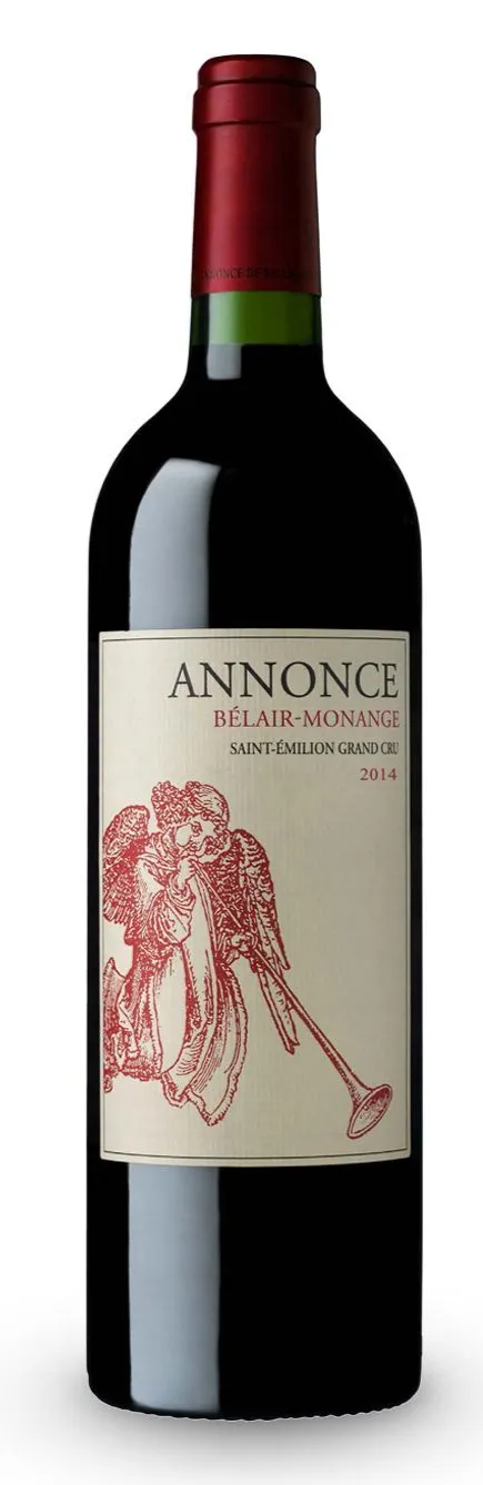 S.C. CHATEAU BELAIR-MONANGE ANNONCE, Rosso, 2014, Saint-Emilion grand cru. Immagine della bottiglia