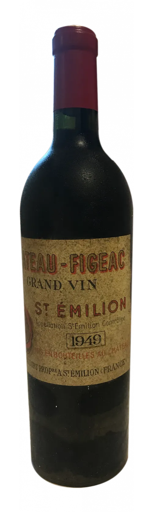 FAMILLE MANONCOURT CHATEAU FIGEAC, Grand Vin, Rouge, 1949, Saint-Emilion grand cru. Image de la bouteille