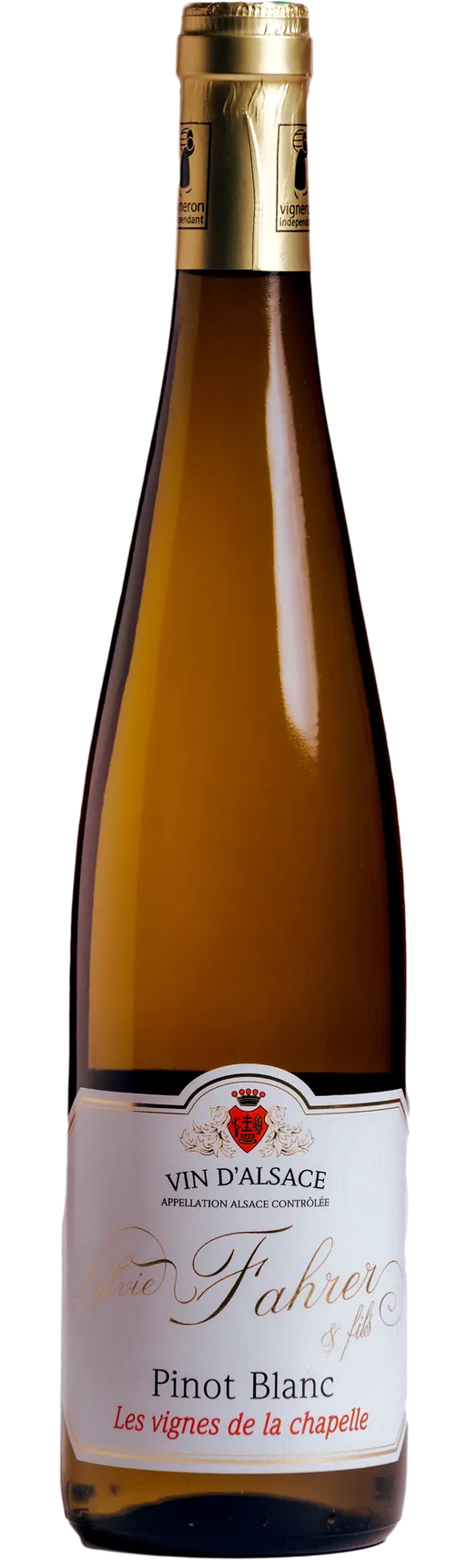 SYLVIE FAHRER Pinot Blanc "Les vignes de la chapelle", Blanco, 2021, Alsace ou Vin d'Alsace. Imagen de botella