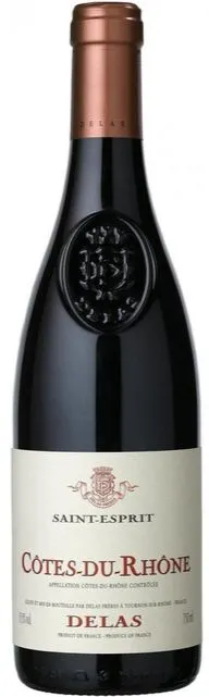 Delas Frères Saint-Esprit, Rot, 2019, Côtes du Rhône. Flaschenabbildung