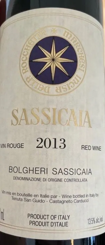 Tenuta San Guido Sassicaia, Red, 2013, Bolgheri Sassicaia. Front label