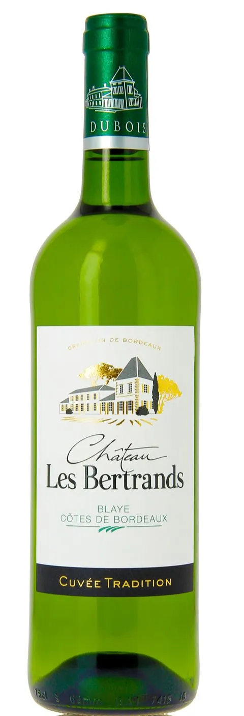 CHATEAU LES BERTRANDS Cuvée Tradition, Blanc, 2021, Côtes de Bordeaux. Image de la bouteille
