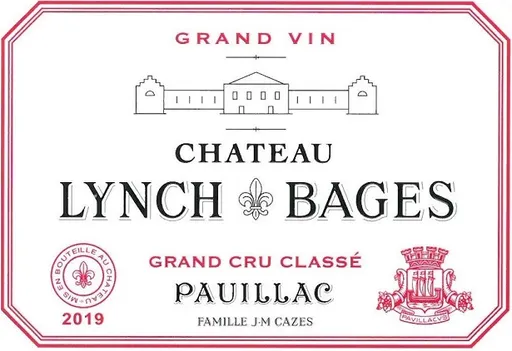 CHATEAU LYNCH BAGES Château Lynch-Bages, Cinquième Cru Classé, Red, 2019, Pauillac. Front label