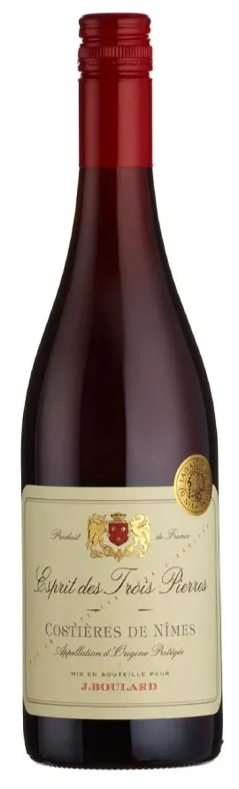 J. Boulard Esprit des Trois Pierres, Rouge, 2021, Costières de Nîmes. Image de la bouteille