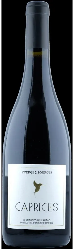 TERRE DES 2 SOURCES, Caprices, Rouge, 2020, Terrasses du Larzac. Image de la bouteille