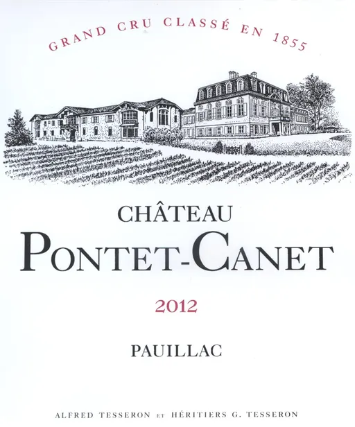 CHATEAU PONTET CANET Château Pontet-Canet, Cinquième Cru Classé, Rouge, 2012, Pauillac. Étiquette