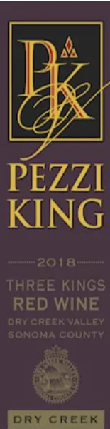 Pezzi King Three Kings, Rouge, 2018, Dry Creek Valley, Sonoma Valley. Image de la bouteille
