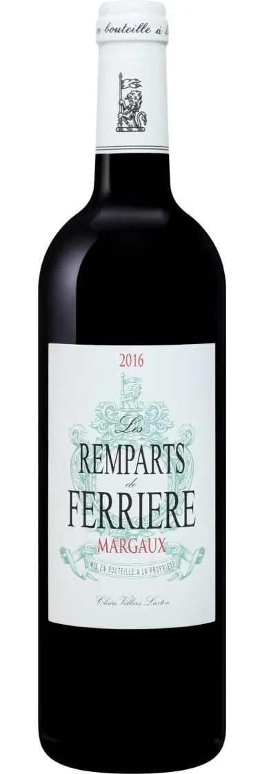 SOCIETE DU CHATEAU FERRIERE LES REMPARTS DE FERRIÈRE, Rouge, 2016, Margaux. Image de la bouteille
