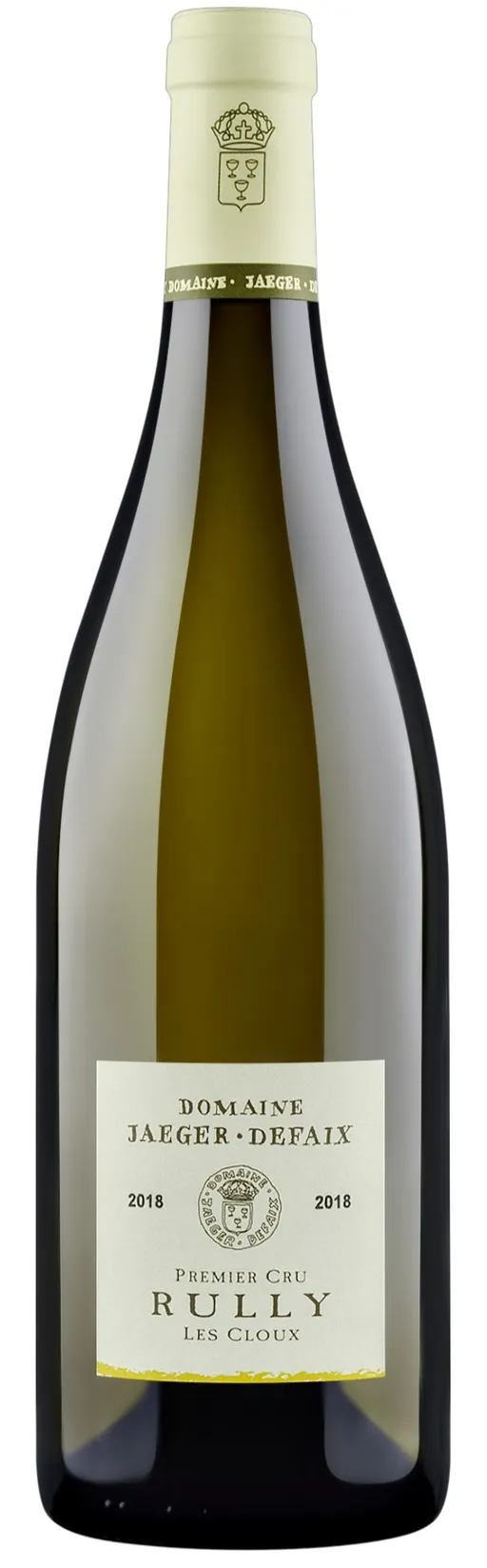 Domaine Jaeger-Defaix Les Cloux, Blanc, 2018, Rully premier cru Cloux. Image de la bouteille