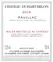 Château Duhart-Milon, Quatrième Cru Classé, Rosso, 2019, Pauillac. Etichetta sul retro                                                                    