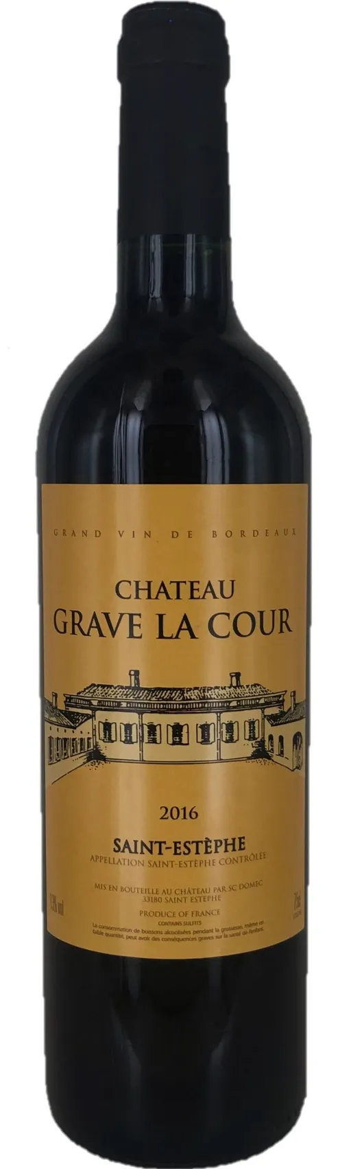 Château Laffitte Carcasset Chateau GRAVE LA COUR, Rouge, 2016, Saint-Estèphe. Image de la bouteille