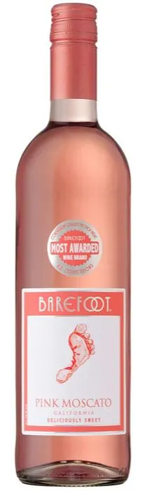 Barefoot, Pink Moscato, Rosé, 2021, California. Bottle image