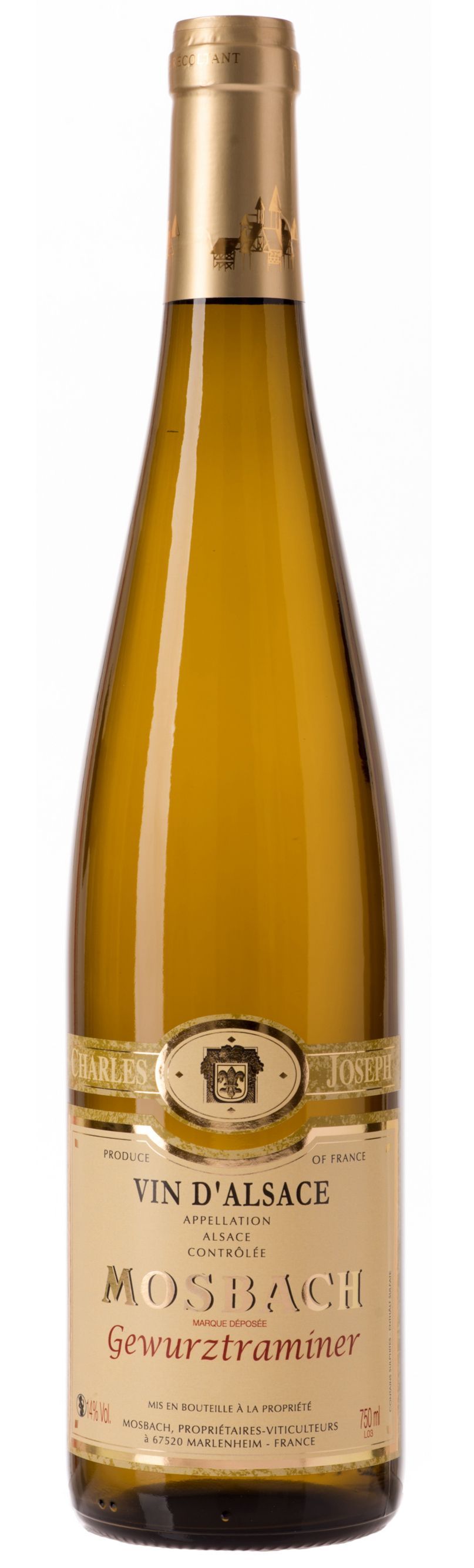 EARL MOSBACH (MARLENHEIM) Gewurztraminer Charles Joseph Mosbach, Blanco, 2018, Alsace ou Vin d'Alsace. Bottle image
