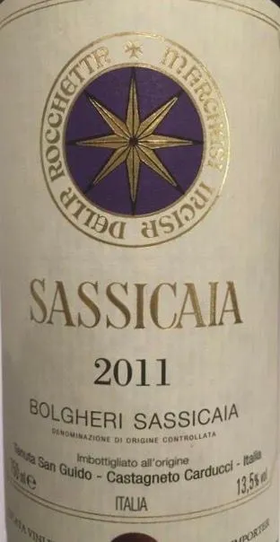 Tenuta San Guido Sassicaia, Red, 2011, Bolgheri Sassicaia. Front label