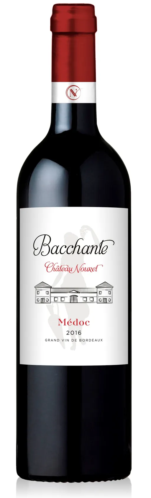 CHATEAU NOURET SARL (CIVRAC-EN-MEDOC) La Bacchante de Château Nouret, Rosso, 2016, Médoc. Immagine della bottiglia