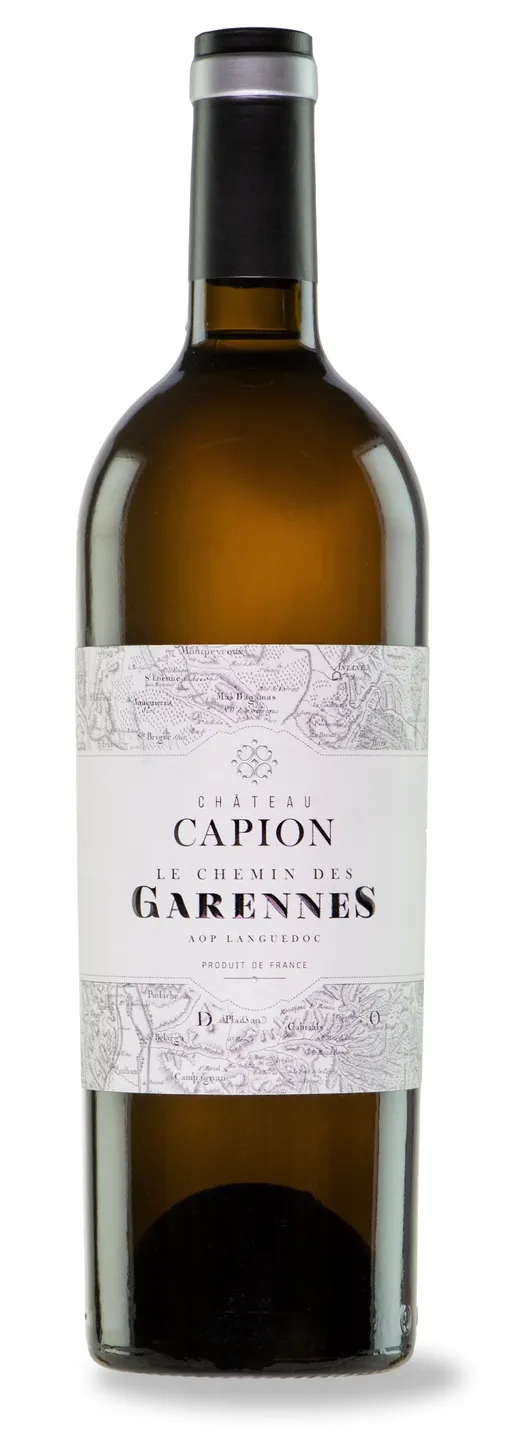 Château Capion Le Chemin des Garennes, Blanc, 2019, Languedoc. Image de la bouteille