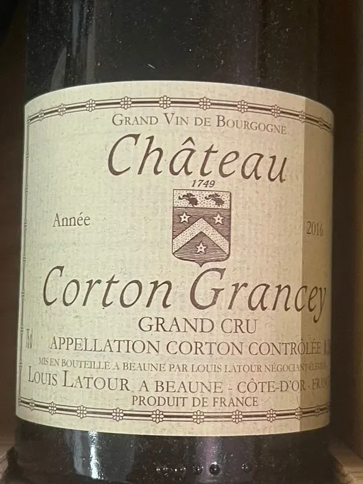 INDIVISION LOUIS NOEL LATOUR Chateau Corton Grancey, Grand Cru, Rouge, 2016, Corton. Étiquette