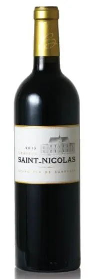 Vignobles Benito Chateau Saint Nicolas, Tinto, 2015, Côtes de Bordeaux Cadillac. Imagen de botella