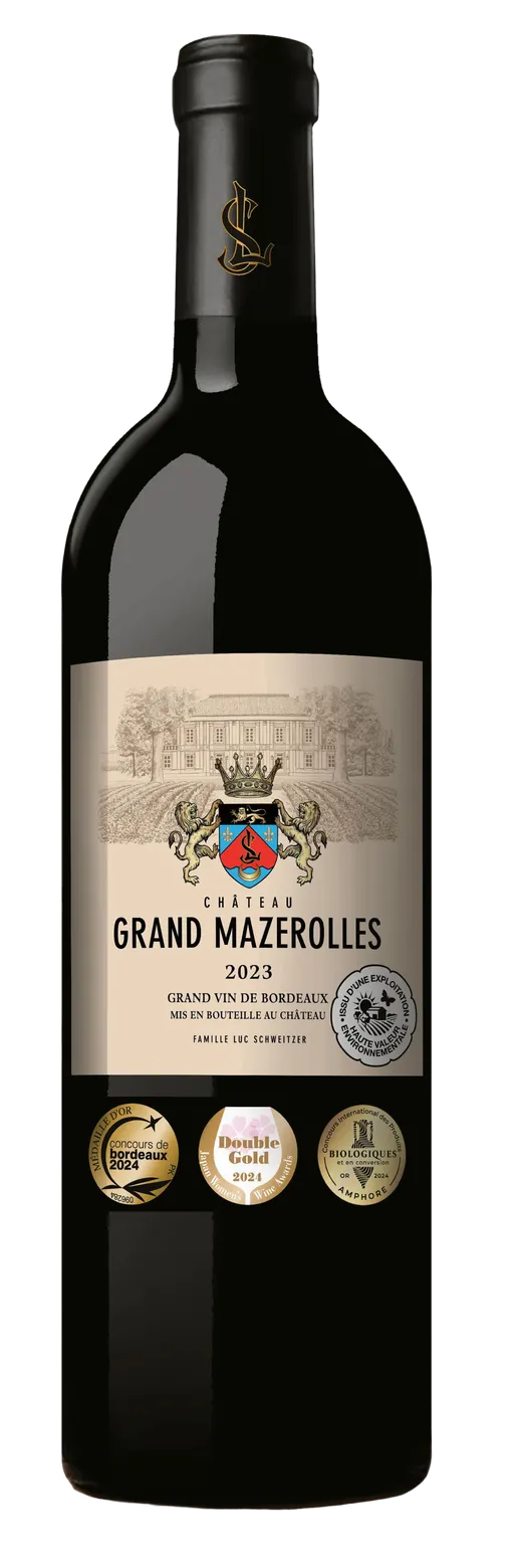Vignobles Luc Schweitzer Château Grand Mazerolles, Rosso, 2023, Côtes de Bordeaux Blaye. Immagine della bottiglia