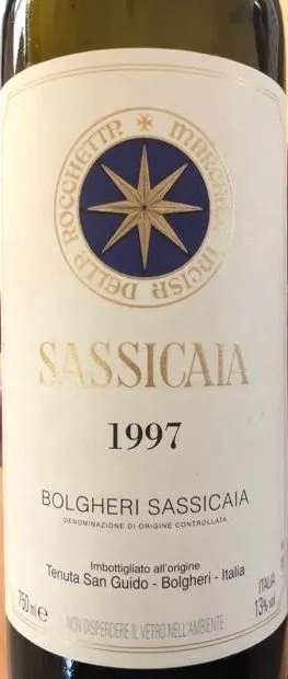 Tenuta San Guido Sassicaia, Red, 1997, Bolgheri Sassicaia. Front label