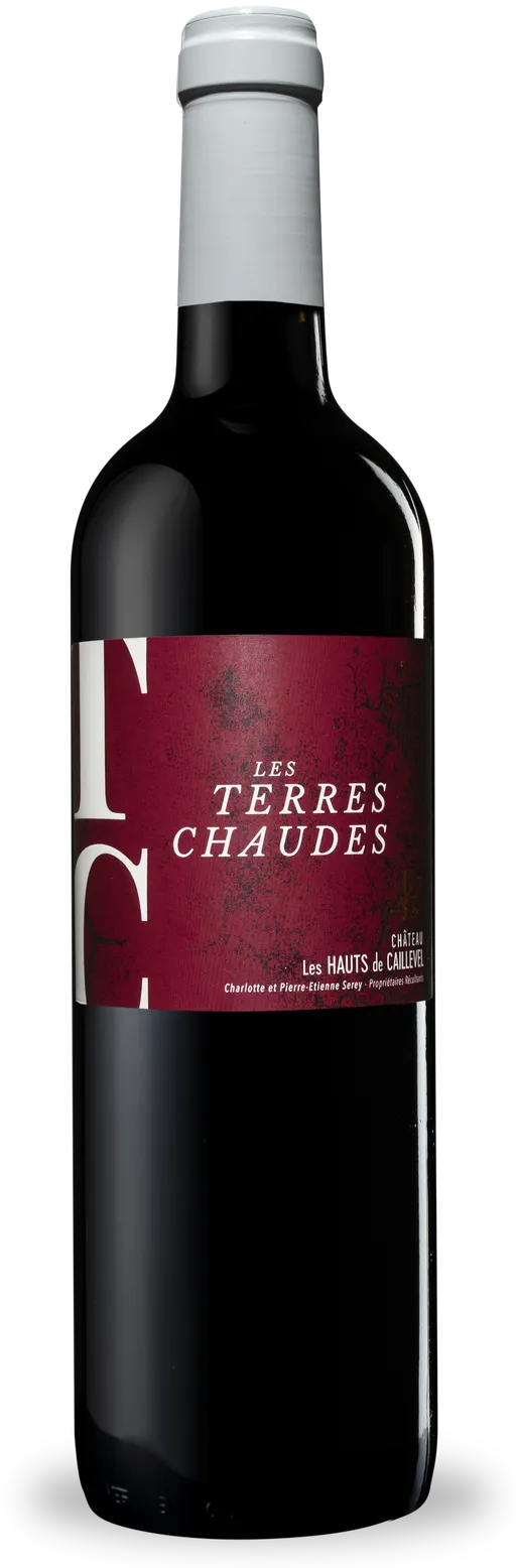 CHATEAU LES HAUTS DE CAILLEVEL LES TERRES CHAUDES, Tinto, 2020, Côtes de Bergerac. Imagen de botella