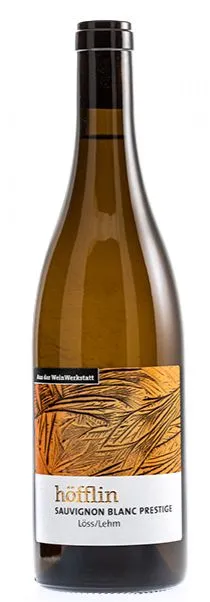 Weingut Höfflin, Sauvignon Blanc Prestige Maischevergoren, Blanco, 2017, Badischer Landwein. Imagen de botella