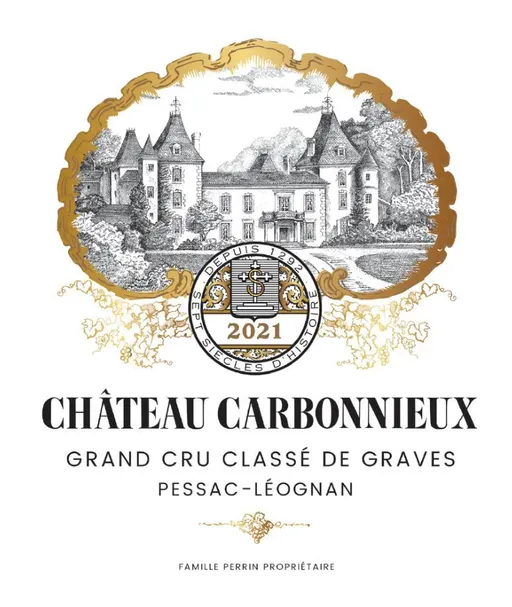 Scea A. Perrin et fils CHATEAU CARBONNIEUX, Grand Cru Classé de Graves, Blanco, 2021, Pessac-Léognan. Etiqueta frontal