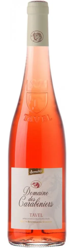 Biodynamic Wine DOMAINE DES CARABINIERS, Rosé, 2021, Tavel. Image de la bouteille
