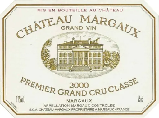 SCA CHATEAU MARGAUX Château Margaux, Premier Grand Cru Classé, Tinto, 2000, Margaux. Etiqueta frontal