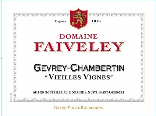 THIERRY FAIVELEY Domaine Faiveley, Vieilles vignes, Rot, 2021, Gevrey-Chambertin. Das vordere Etikett