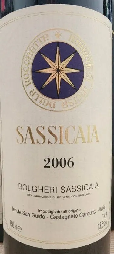 Tenuta San Guido Sassicaia, Red, 2006, Bolgheri Sassicaia. Front label